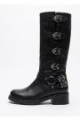 Чоботи жіночі шкіряні з ремінцями чорний 8814-28