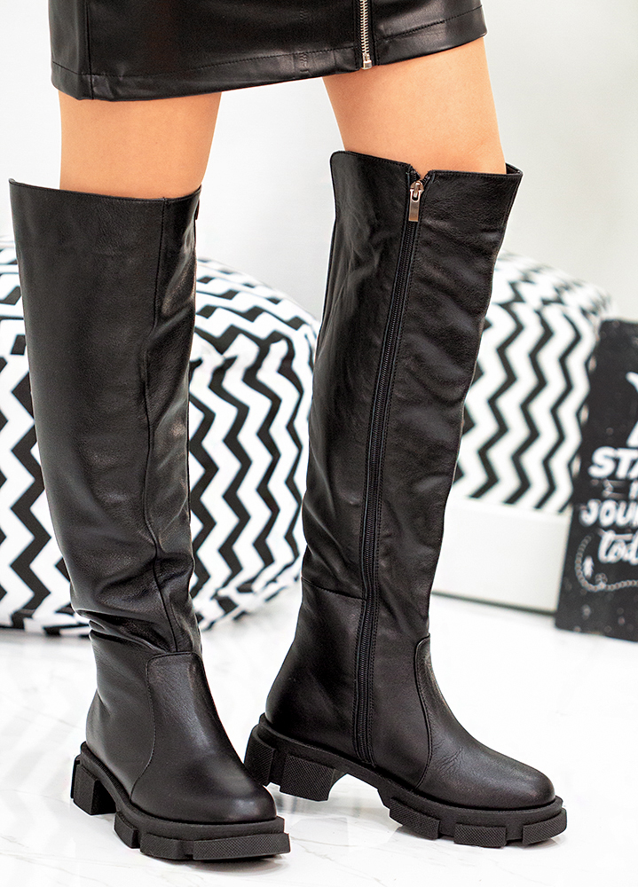 Ботфорты черная кожа 8058-28