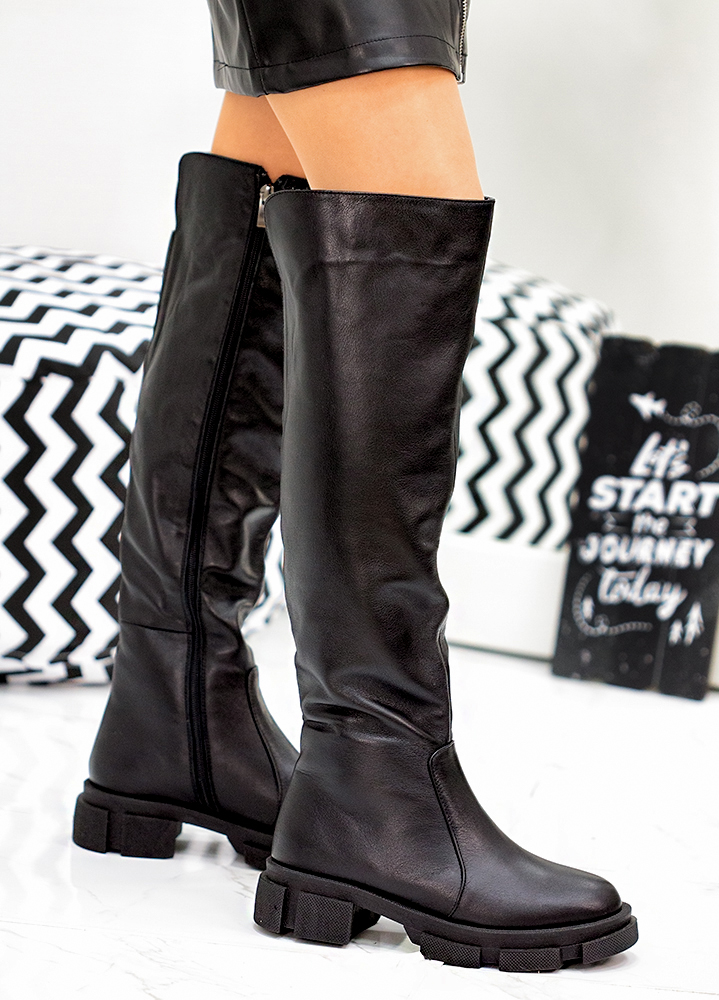 Ботфорты черная кожа 8058-28