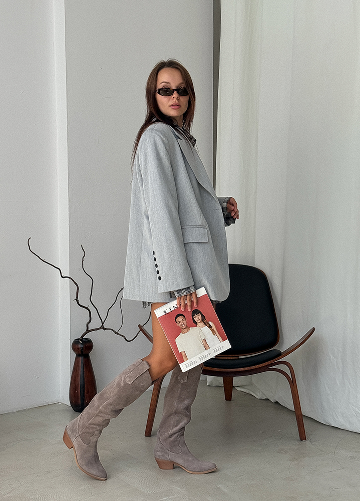 Сапоги казаки латте замша 8224-28