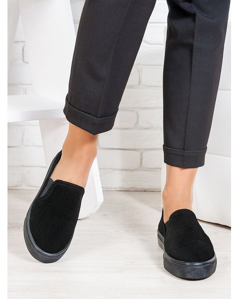 Слипоны Люси черная замша 6656-28 Слипоны Люси черная замша 6656-28