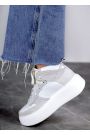 Кроссовки женские высокие кожа платформа белые 8016-28