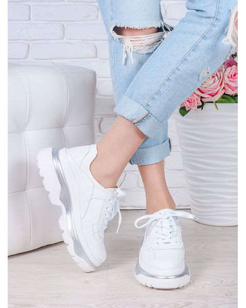 Кроссовки кожаные Balenc!aga белые 7001-28