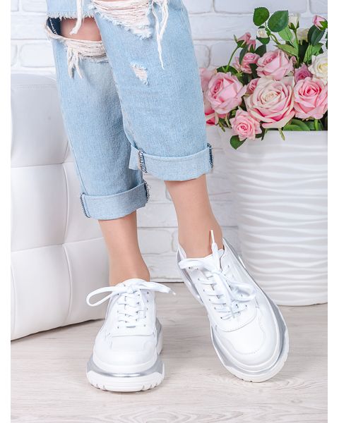 Кроссовки кожаные Balenc!aga белые 7001-28