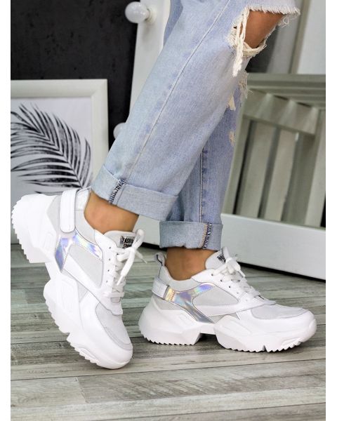 Кроссовки белые кожаные 7323-28