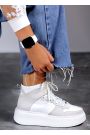 Кроссовки женские высокие кожа платформа белые 8016-28