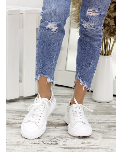 Кожаные белые кеды 7671-28