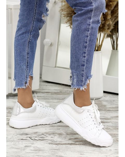 Кожаные белые кеды 7671-28