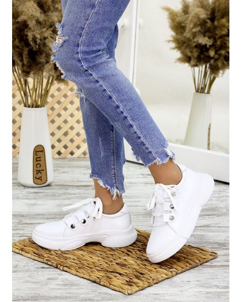  Кросівки шкіряні білі 7703-28