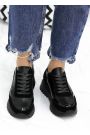 Кроссовки женские кожаные к.+з черные LOLA 7831-28