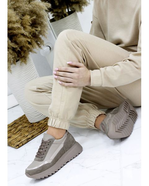 Кроссовки женские кожаные мокко LOLA 7839-28