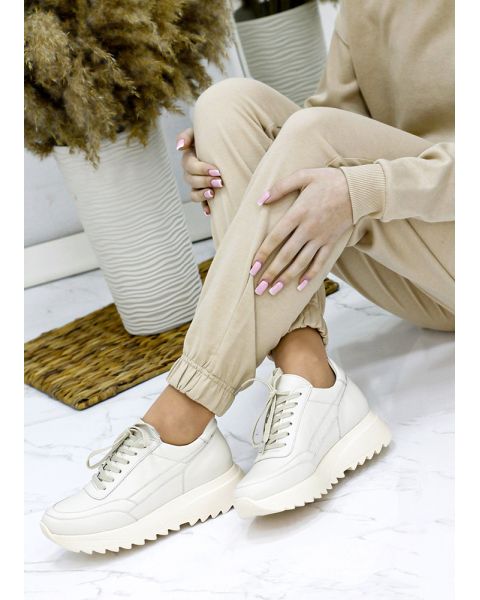 Кроссовки женские кожаные бежевые LOLA 7840-28