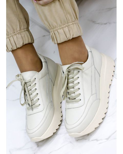 Кроссовки женские кожаные бежевые LOLA 7840-28