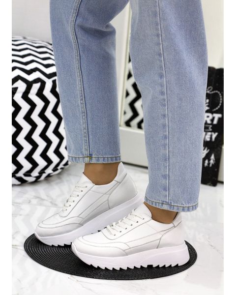 Кроссовки женские кожаные белые LOLA 7848-28