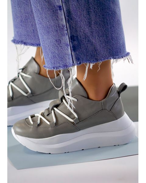 Кроссовки женские кожаные серые VOLNA 7931-28