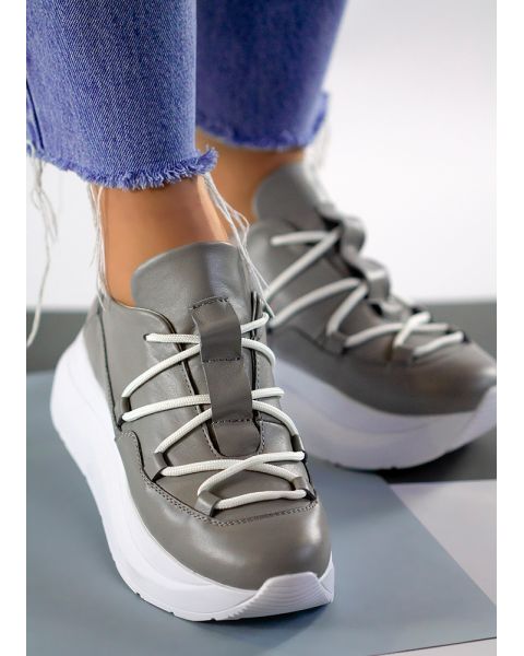 Кроссовки женские кожаные серые VOLNA 7931-28