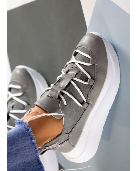 Кроссовки женские кожаные серые к+з VOLNA 7934-28