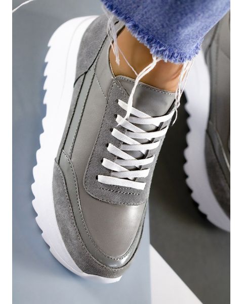 Кроссовки женские кожаные серые к+з LOLA 7936-28