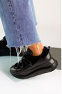 Кроссовки женские кожаные черные к+з VOLNA 7937-28