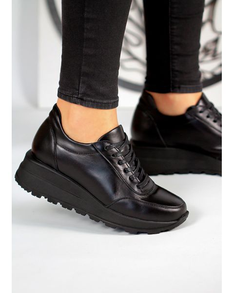 Кроссовки женские кожаные черные FIRE 7967-28