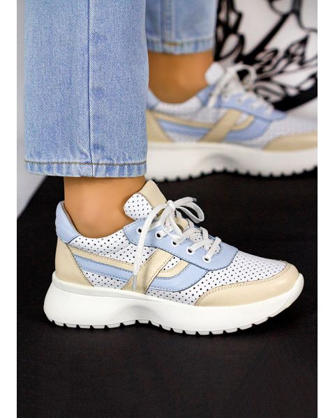 Кроссовки женские кожаные летние 7977-28