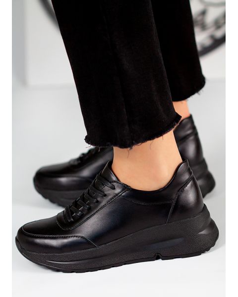 Кроссовки женские кожаные черные LOOK 7979-28