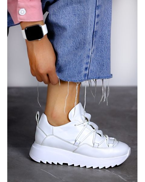 Кроссовки женские кожаные белые KORSET 8011-28