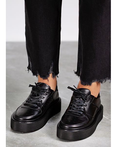 Кроссовки женские кожаные черные AIR 8017-28