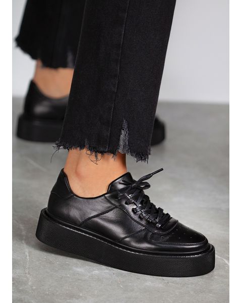 Кроссовки женские кожаные черные AIR 8017-28