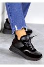 Кроссовки женские зимние кожаные черные DAY 8054-28
