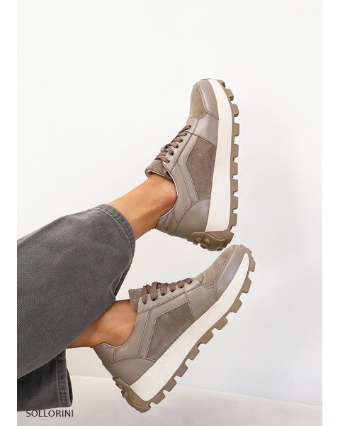 Кроссовки женские кожаные мокко к+з ZIPPER 8098-28