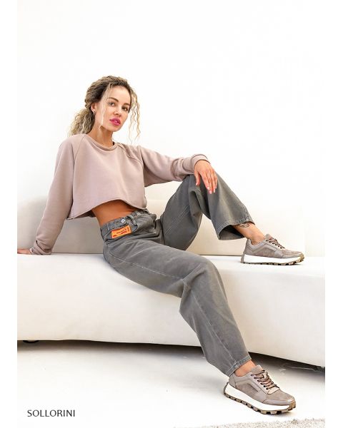 Кроссовки женские кожаные мокко к+з ZIPPER 8098-28