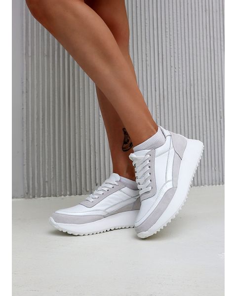 Кроссовки женские кожаные белые LOLA-2 8102-28