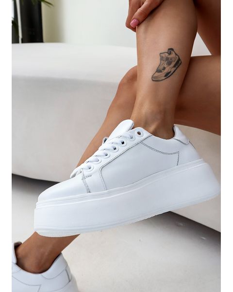 Кроссовки женские кожаные белые Trinity  8107-28