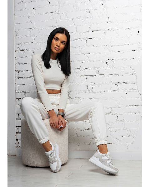 Кроссовки женские кожаные белые Smash 8152-28