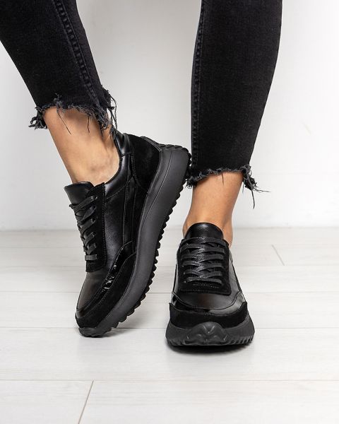 Кроссовки женские кожаные черные LOLA-2 8154-28