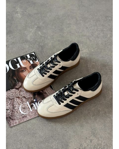 Кроссовки женские кожаные бежевые Samba 8243-28