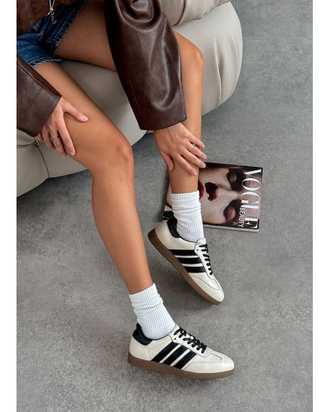 Кроссовки женские кожаные бежевые Samba 8243-28