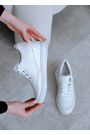 Сникерсы женские кожаные белые платформа 8425-28