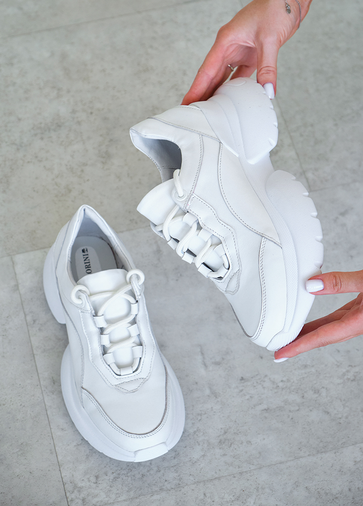 Кроссовки женские кожаные белые GOLD 8479-28