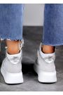 Кроссовки женские высокие кожа платформа белые 8016-28