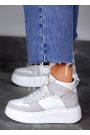 Кроссовки женские высокие кожа платформа белые 8016-28