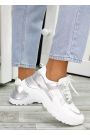 Кроссовки кожа Balenc!aga серебро 7266-28