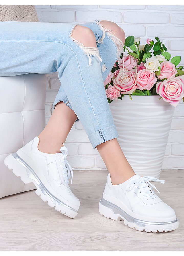 Кроссовки кожаные Balenc!aga белые 7001-28