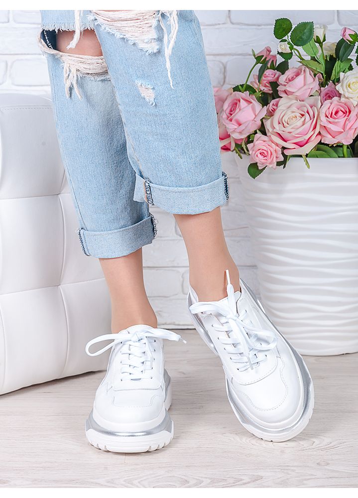 Кроссовки кожаные Balenc!aga белые 7001-28