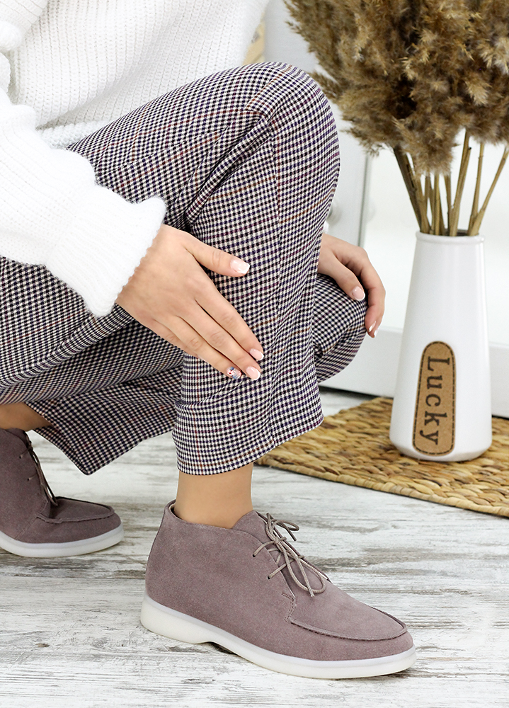 Черевики короткі жіночі замшеві мокко LORO 7651-28