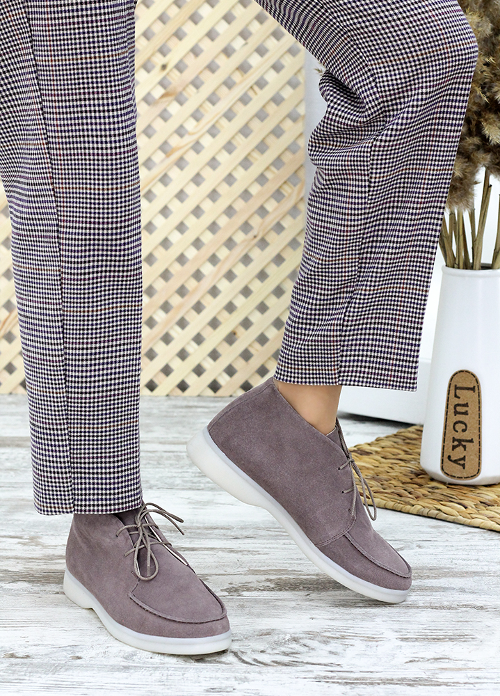 Черевики короткі жіночі замшеві мокко LORO 7651-28