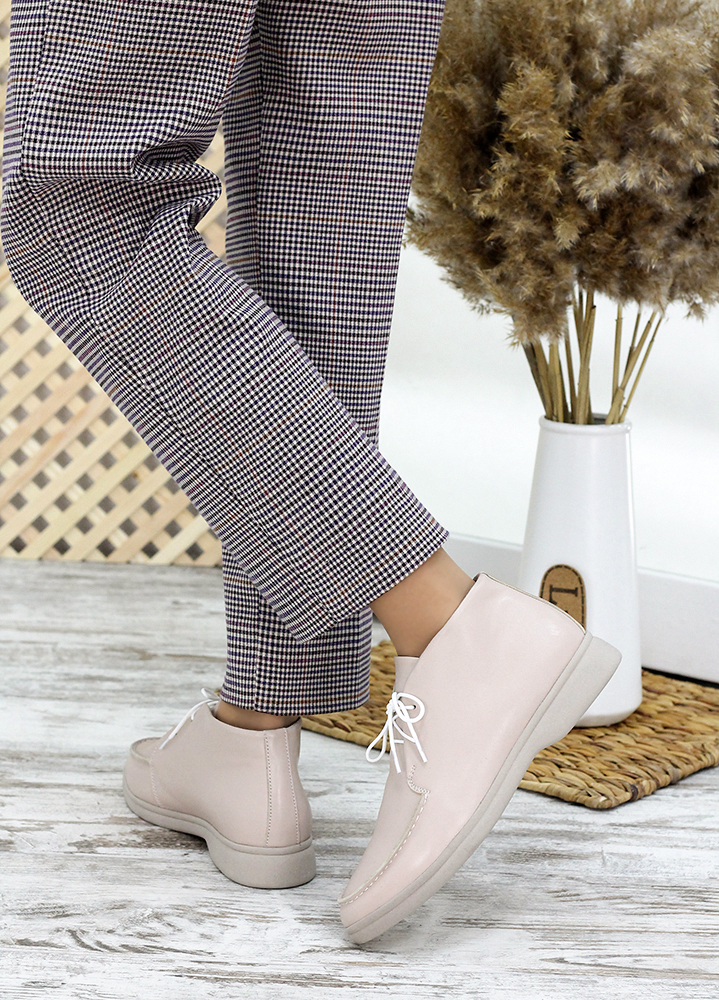 Черевики короткі жіночі шкіряні беж LORO 7649-28