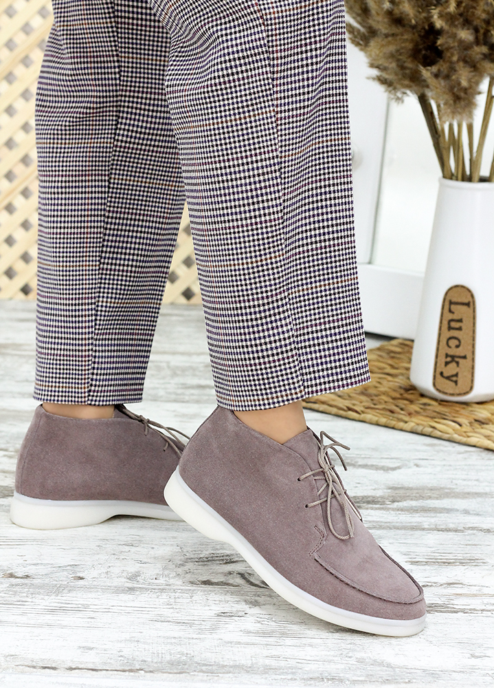 Черевики короткі жіночі замшеві мокко LORO 7651-28