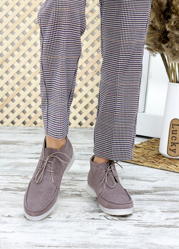 Черевики короткі жіночі замшеві мокко LORO 7651-28